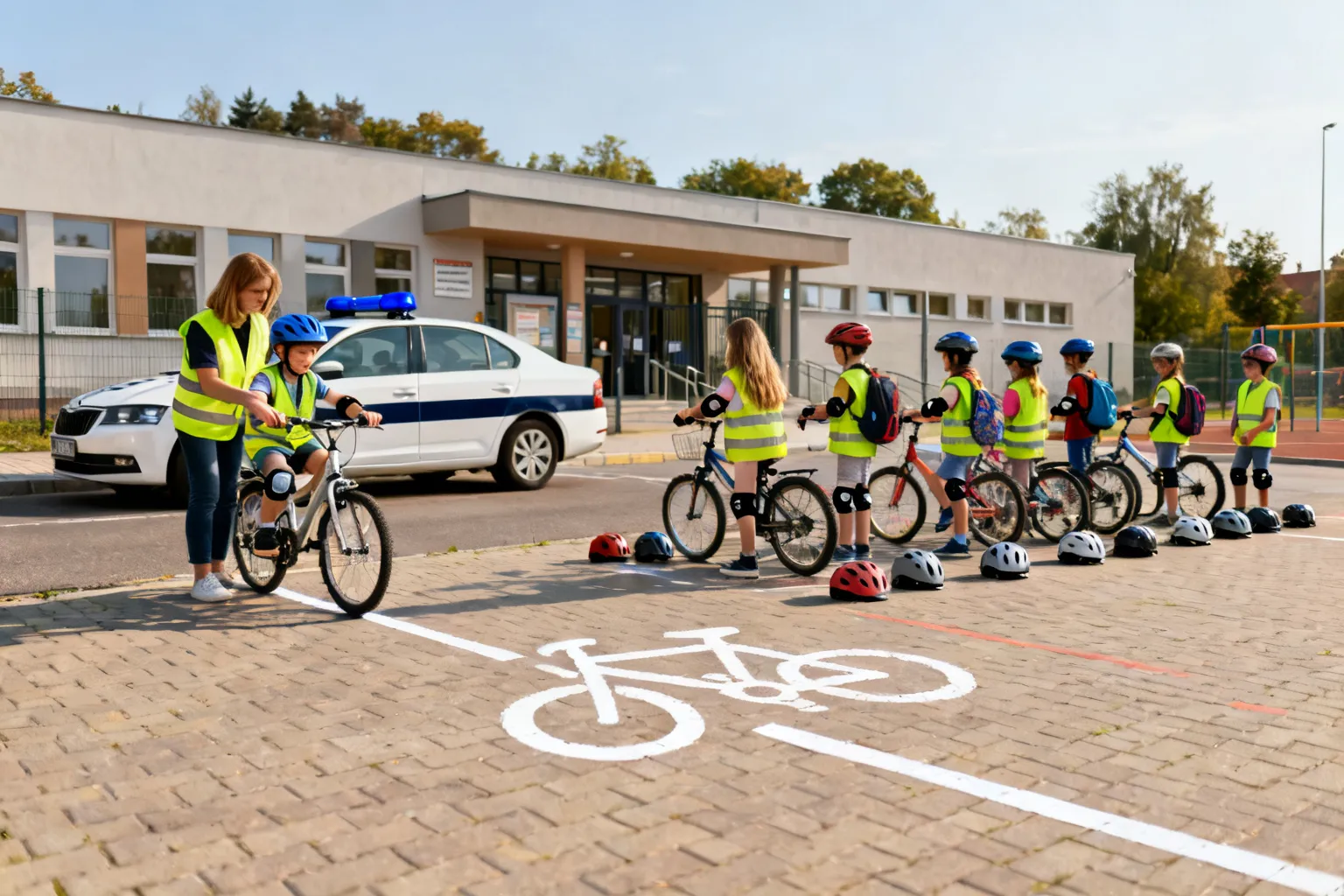 Egzamin na kartę rowerową w Szkole Podstawowej Open Future w Krakowie
