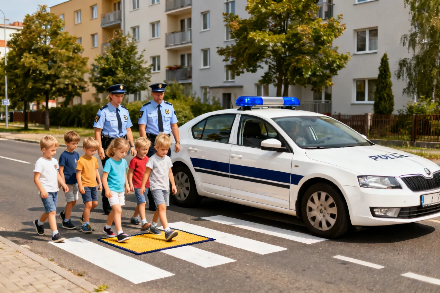 Policjanci uczyli przedszkolaków zasad bezpiecznej drogi w Krakowie
