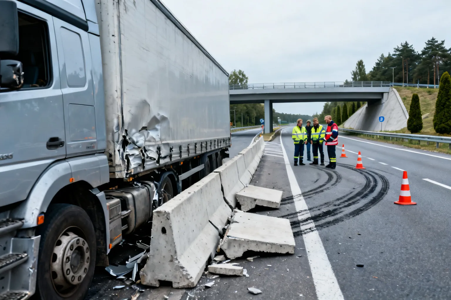 TIR uderzył w bariery A4 Kraków — zablokowany pas zjazdowy na S7
