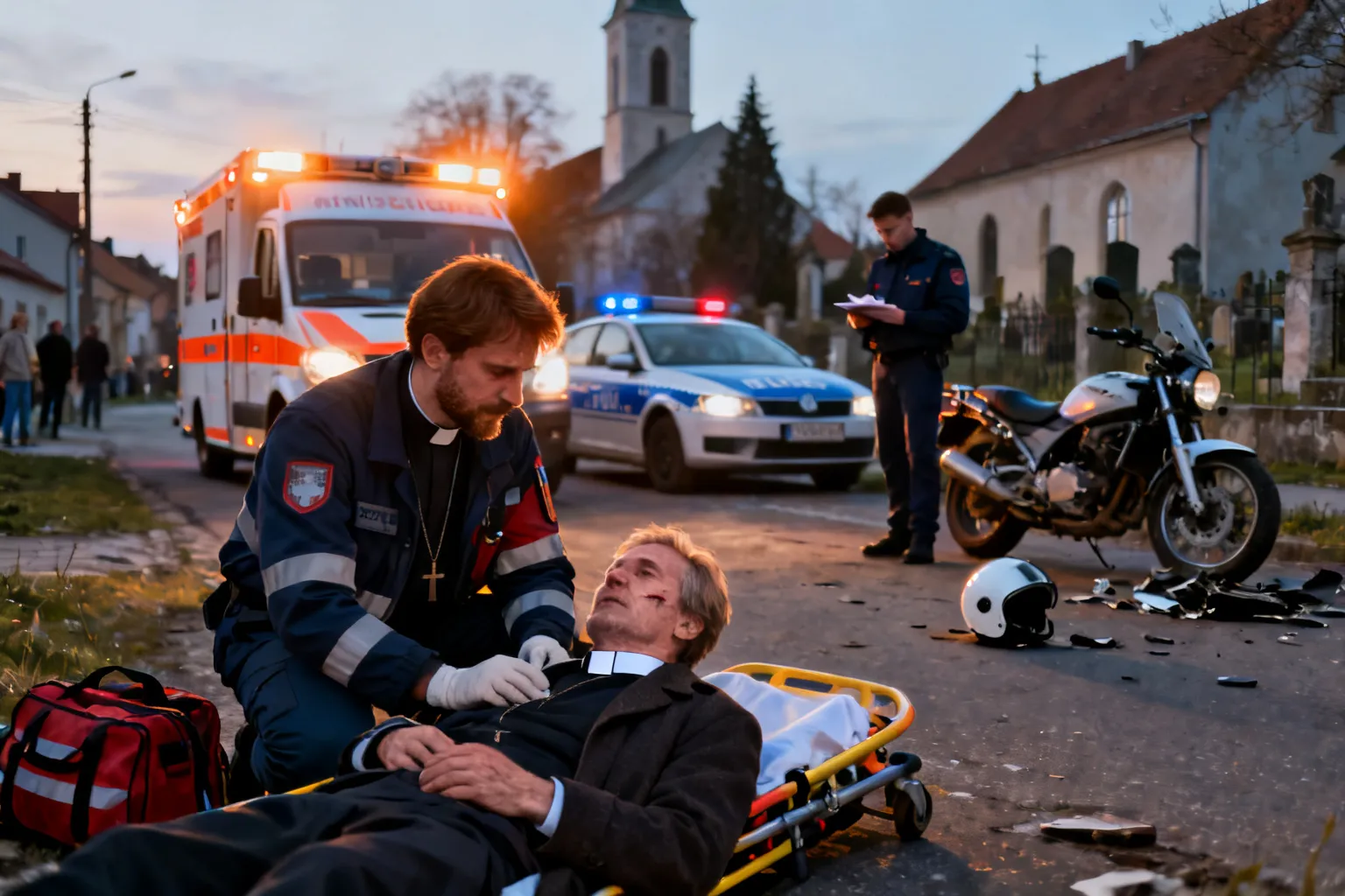 Motocyklista potrącił pieszego w Myślenicach — wikary ranny