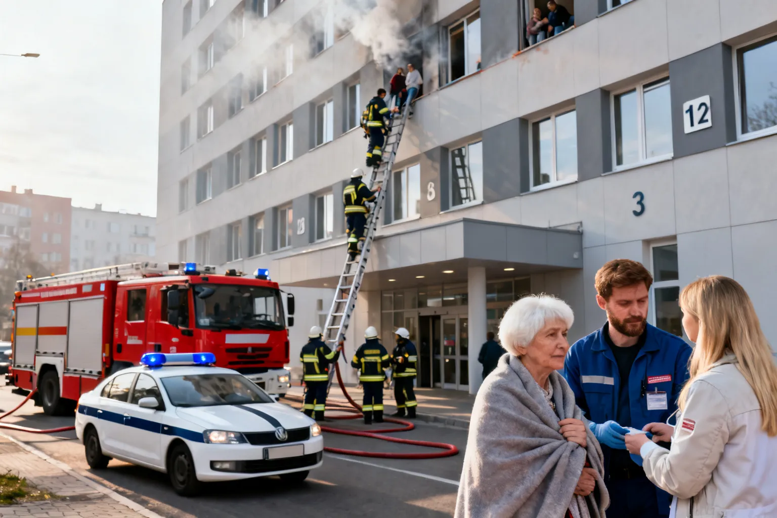 Pożar na 10. piętrze Szpitala Rydygiera w Krakowie — ewakuowano 38 osób