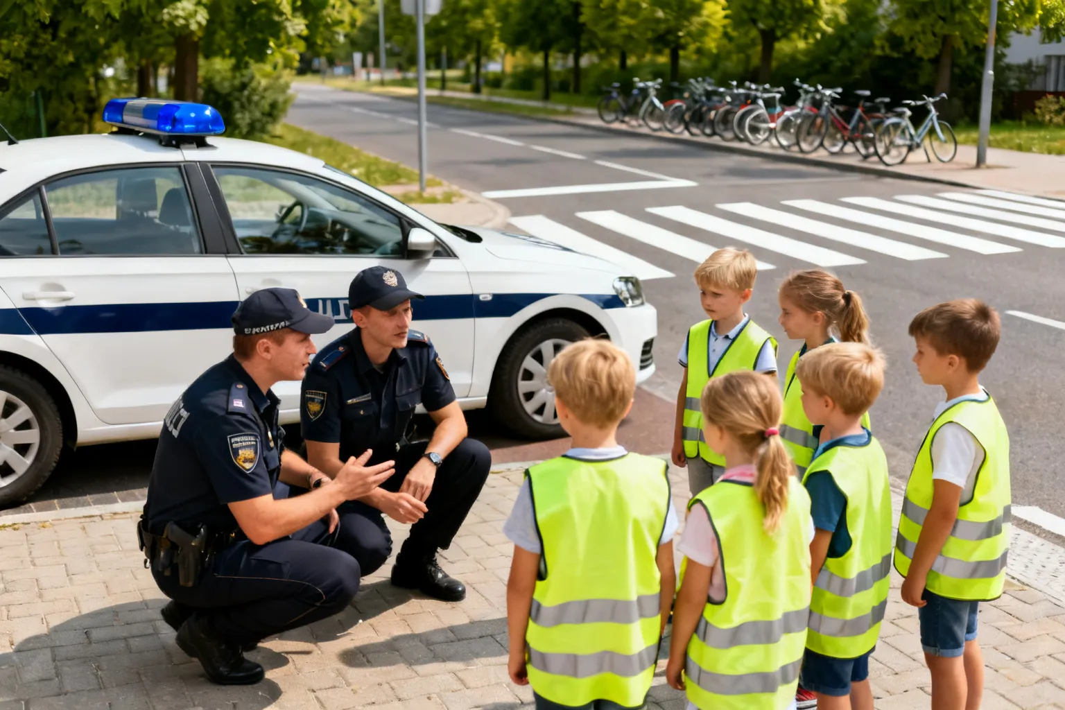 Policjanci rozmawiali z uczniami klas 1–3 o bezpieczeństwie drogowym