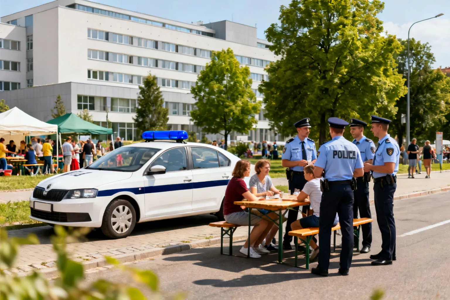 Policjanci z Krakowa na I Pikniku Integracyjnym przy Szpitalu Żeromskiego