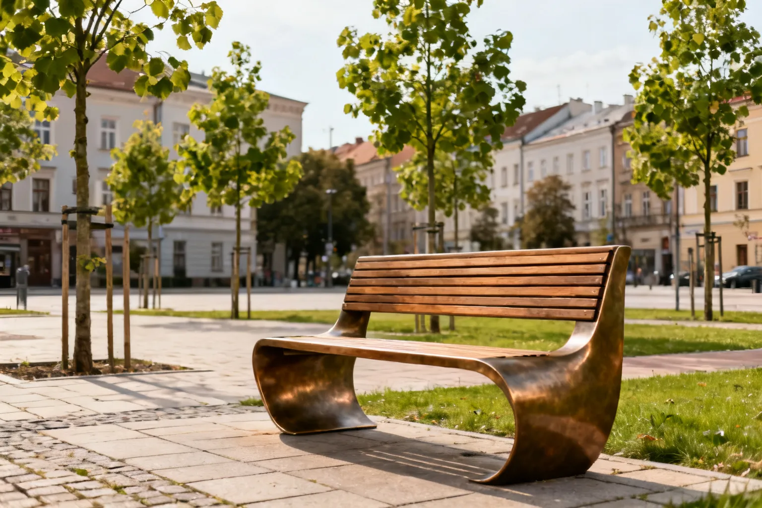 Ławka za blisko 230 tysięcy zł na placu Biskupim w Krakowie — stan po 4 latach